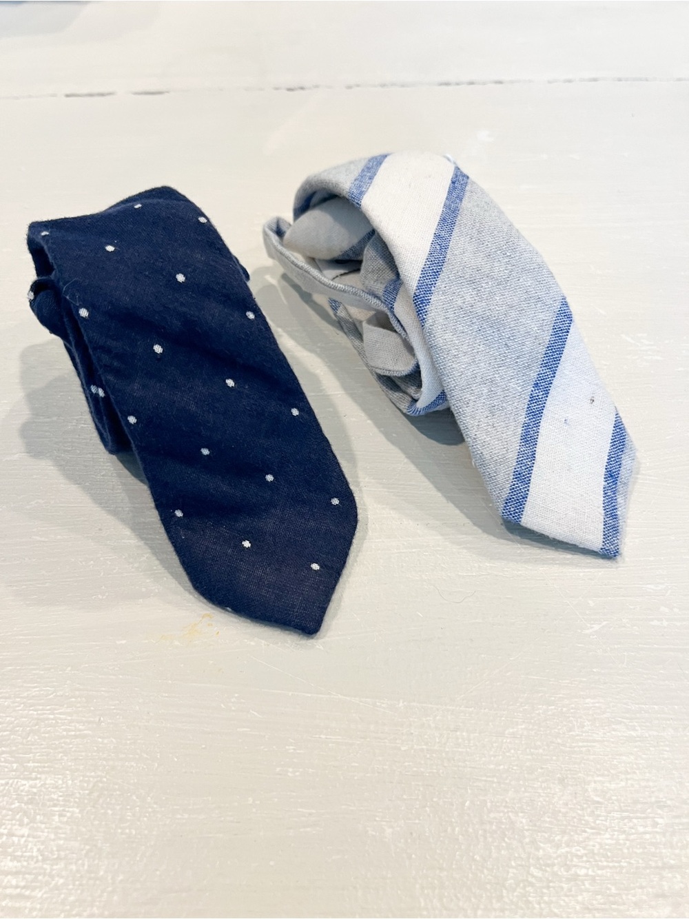 Boon Adjustable Neck Tie Set of 2 Navy Dot & Light Gray Striped 9-13 years (XL)